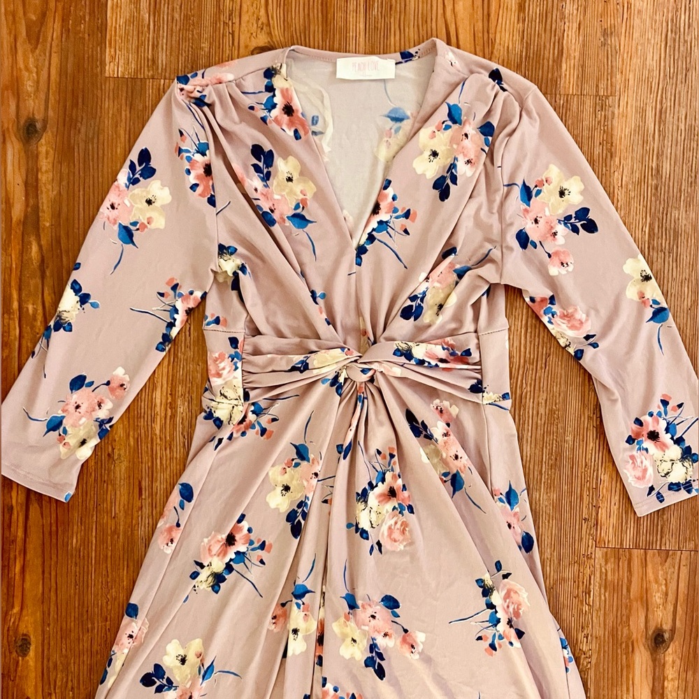 Peach Love California Twisted Mauve and Floral Maxi Dress